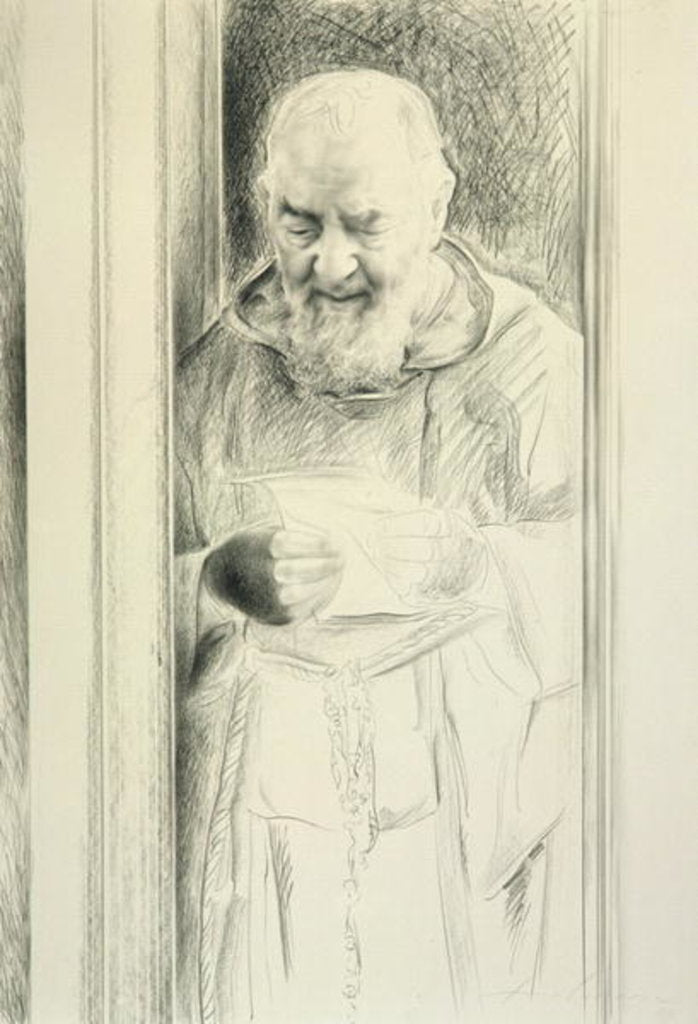 Detail of Padre Pio Reading, 1988-89 by Antonio Ciccone
