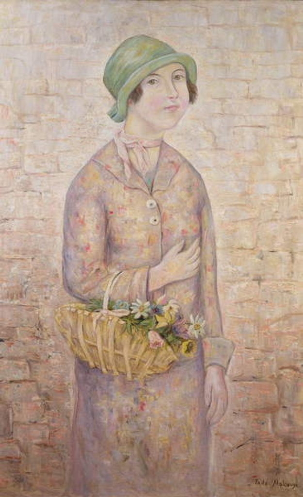 Detail of A Girl with a Basket of Flowers by Tadeusz Makowski