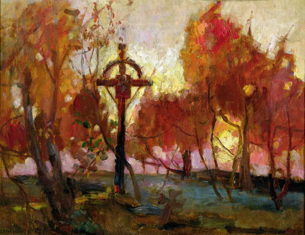 Detail of Landscape with a Cross by Tadeusz Makowski