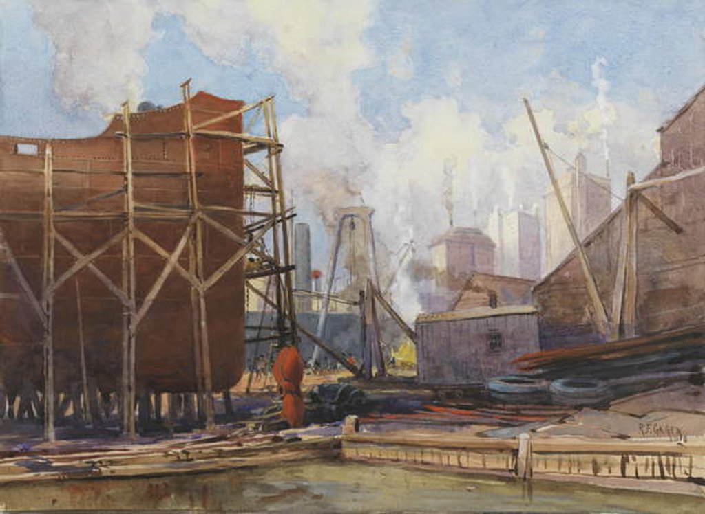 Detail of Toronto Shipbuilding, 1918 by Robert Ford Gagen