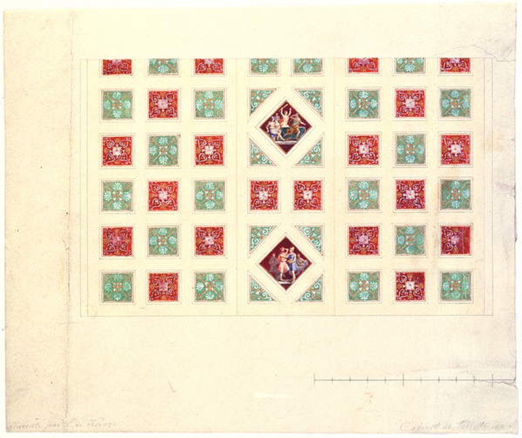 Detail of Ceiling design for Ludwig I's writing room at the Konigsbau Residence, Munich, c.1835 by Leo von Klenze