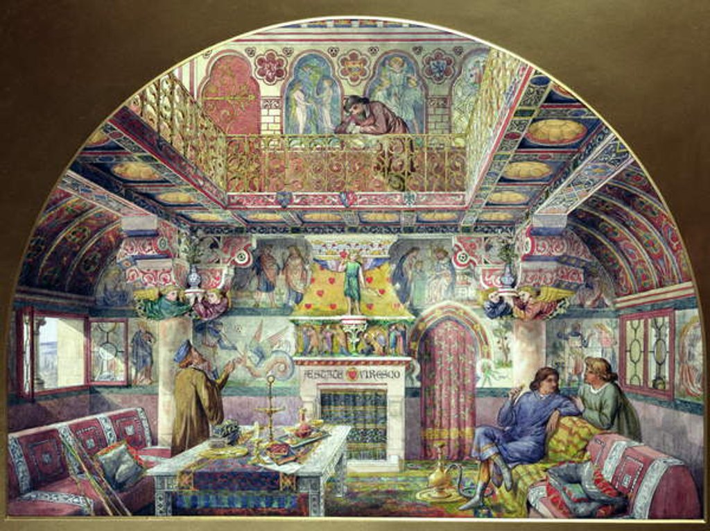 Detail of Design for the Decoration of the Summer Smoking Room at Cardiff Castle, 1870 by William Burges