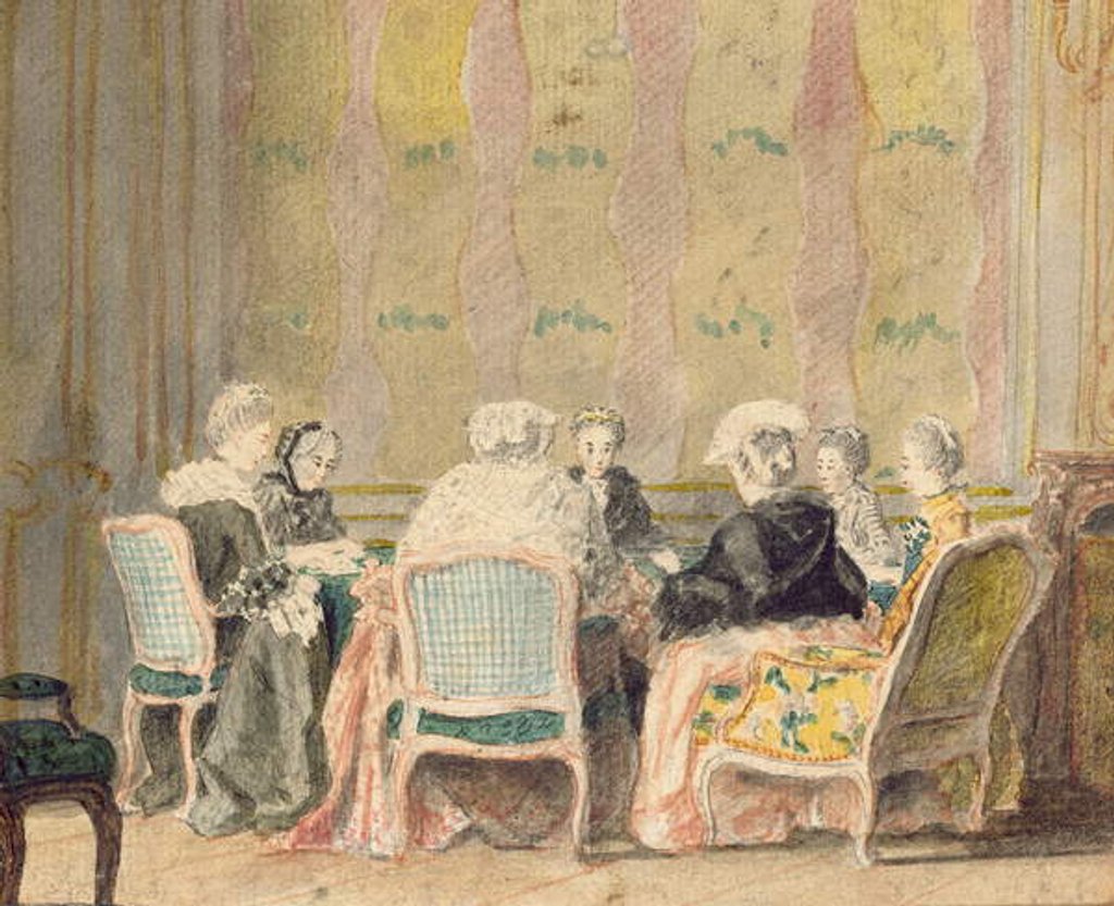 Detail of Interior with Ladies Playing Cards, 1770 by French School