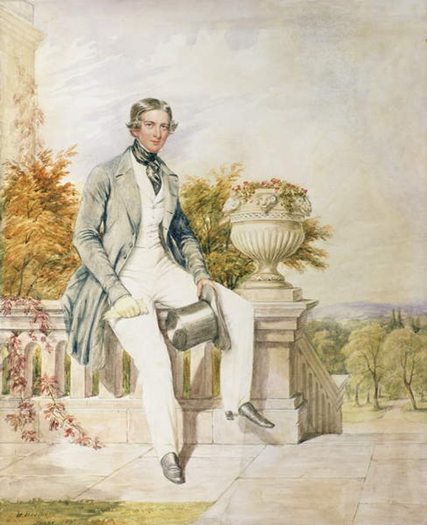 Detail of Portrait of a Seated Gentleman on a Terrace, 1843 by William Bootham