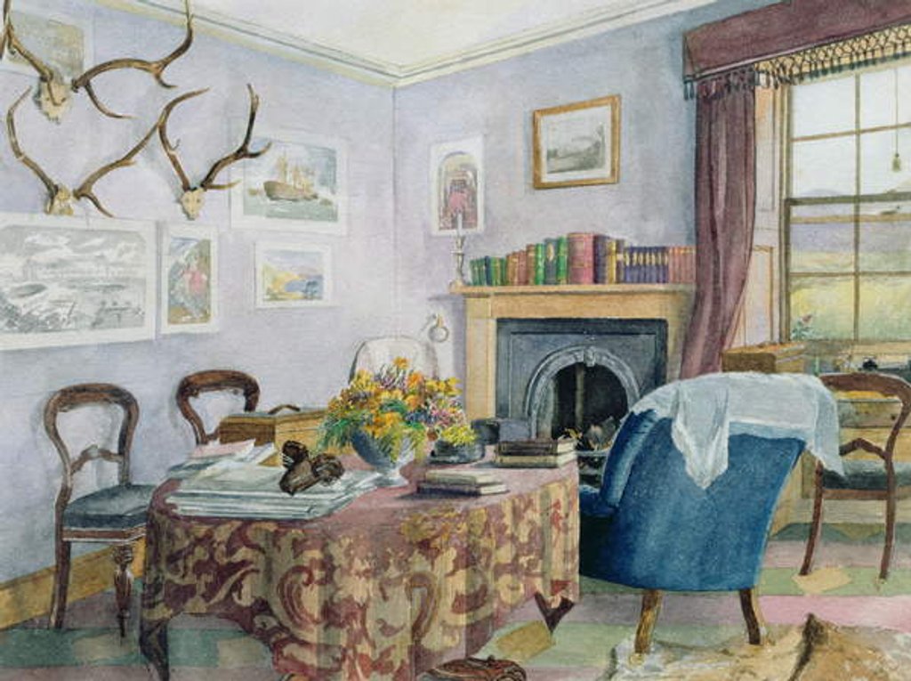 Detail of Drawing Room Interior in a Country House in Scotland, c.1850 by School Scottish