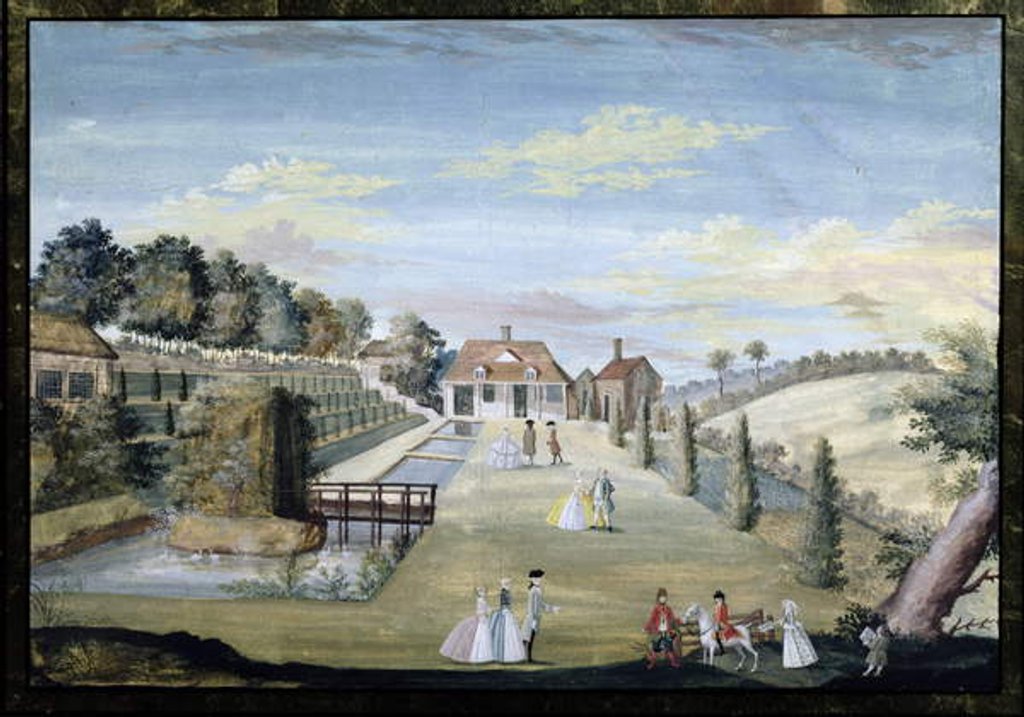 Detail of A Formal Water Garden with Terraces, Water Parterres and Parading Figures, c.1730 by German School