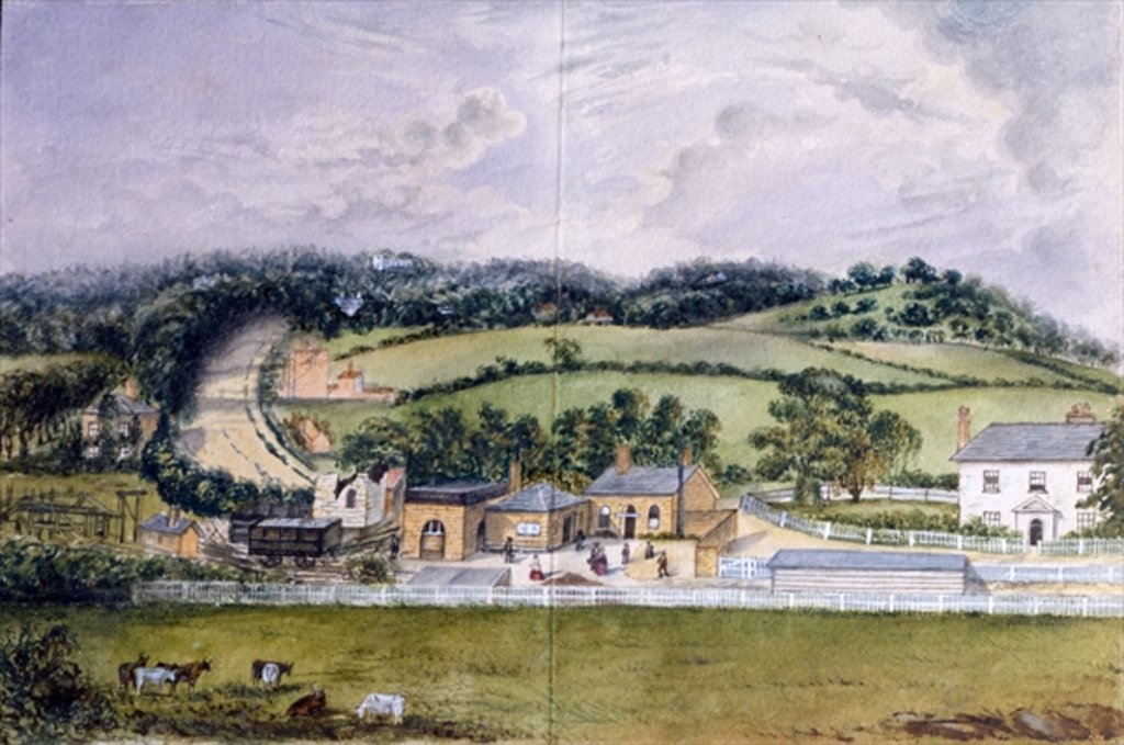 Detail of The Railway Terminus, Kent, c.1860 by English School