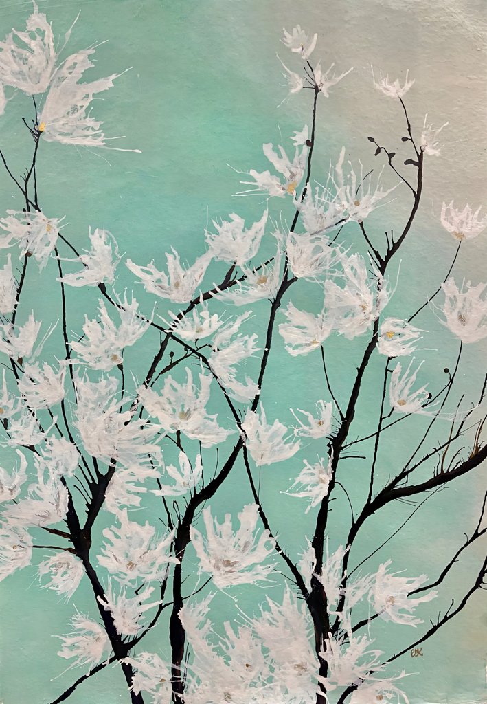 Detail of Looking up at magnolia, 2022 by Courtenay Kusitor