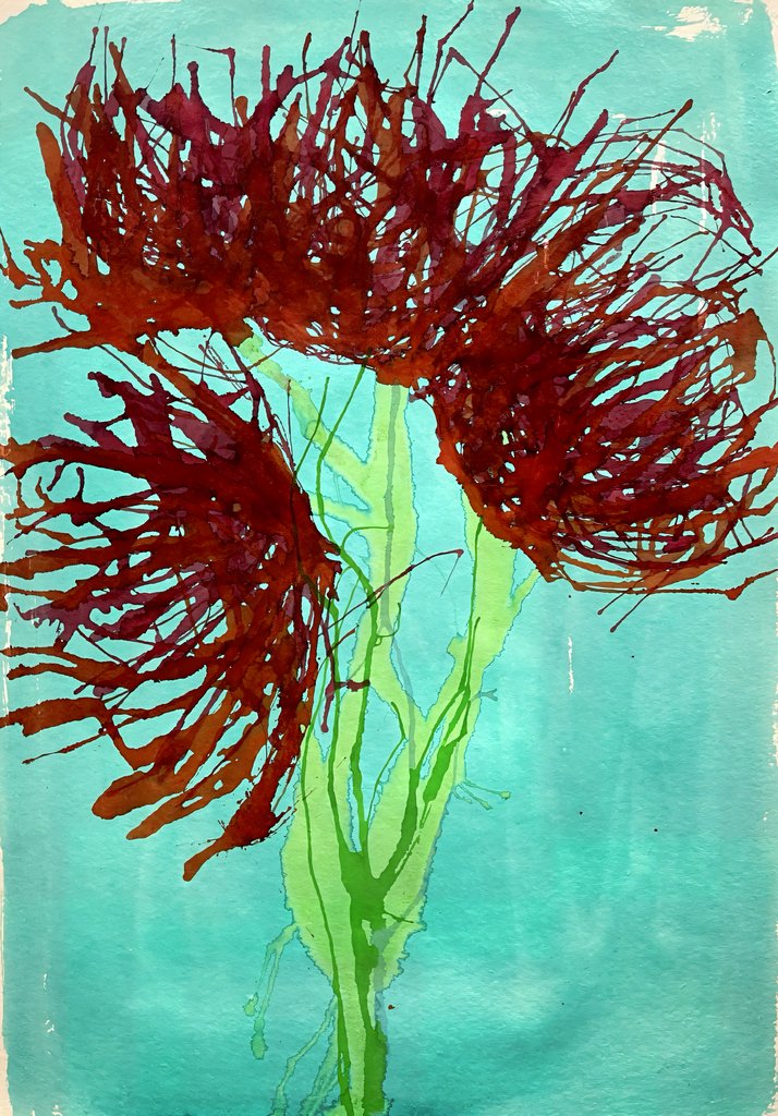 Detail of Red wildflowers, 2021 by Courtenay Kusitor