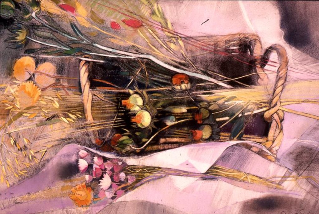 Detail of Basket of Dried Flowers by Claire Spencer
