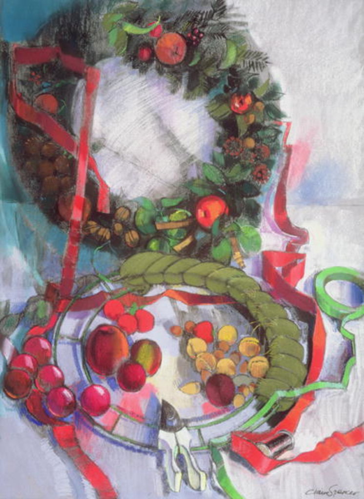 Detail of Making of Christmas Garlands by Claire Spencer