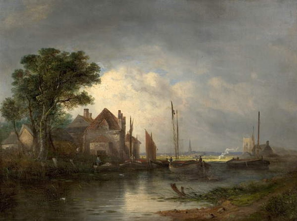 Detail of River Scene with Boats, 19th century by William Henry Crome