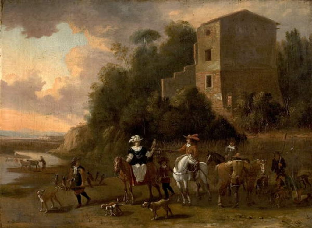 Detail of Hawking Party by Flemish School