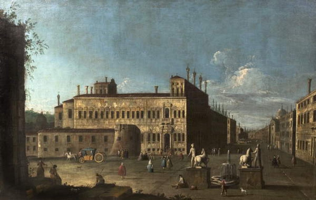 Detail of Piazza di Monte Cavallo, Rome, Italy by Antonio Canaletto