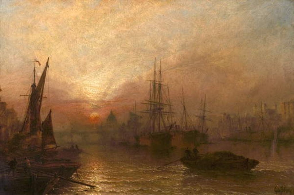 Detail of The Pool of the Thames, over London's Silent Highway, 1890 by Claude T. Stanfield Moore