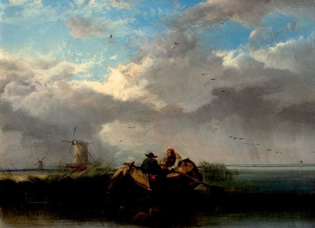 Detail of Norfolk Broads with Boats by Henry Bright