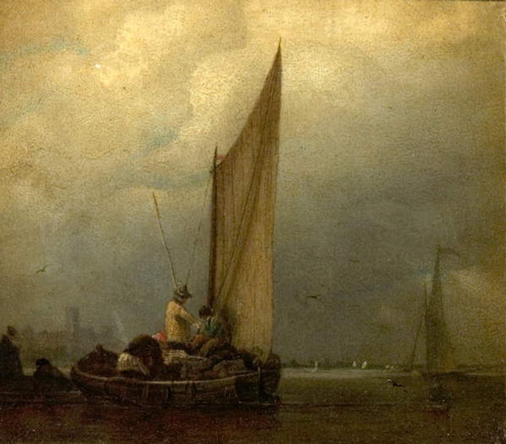 Detail of A River Scene with Barges, c.1825 by Augustus Wall Callcott
