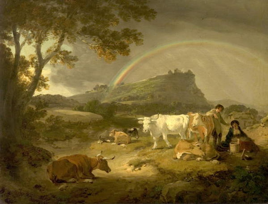 Detail of Landscape, Beeston Castle, Cheshire, and Rainbow, 1793 by Julius Caesar Ibbetson