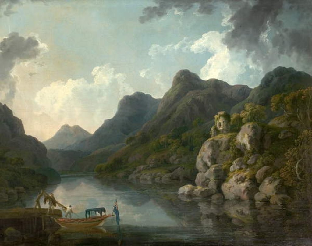 Detail of View of Snowdon with the Castle of Dolbardarn from Llanberis, North Wales, 1787 by Philip James de (1740-1812) Loutherbourg