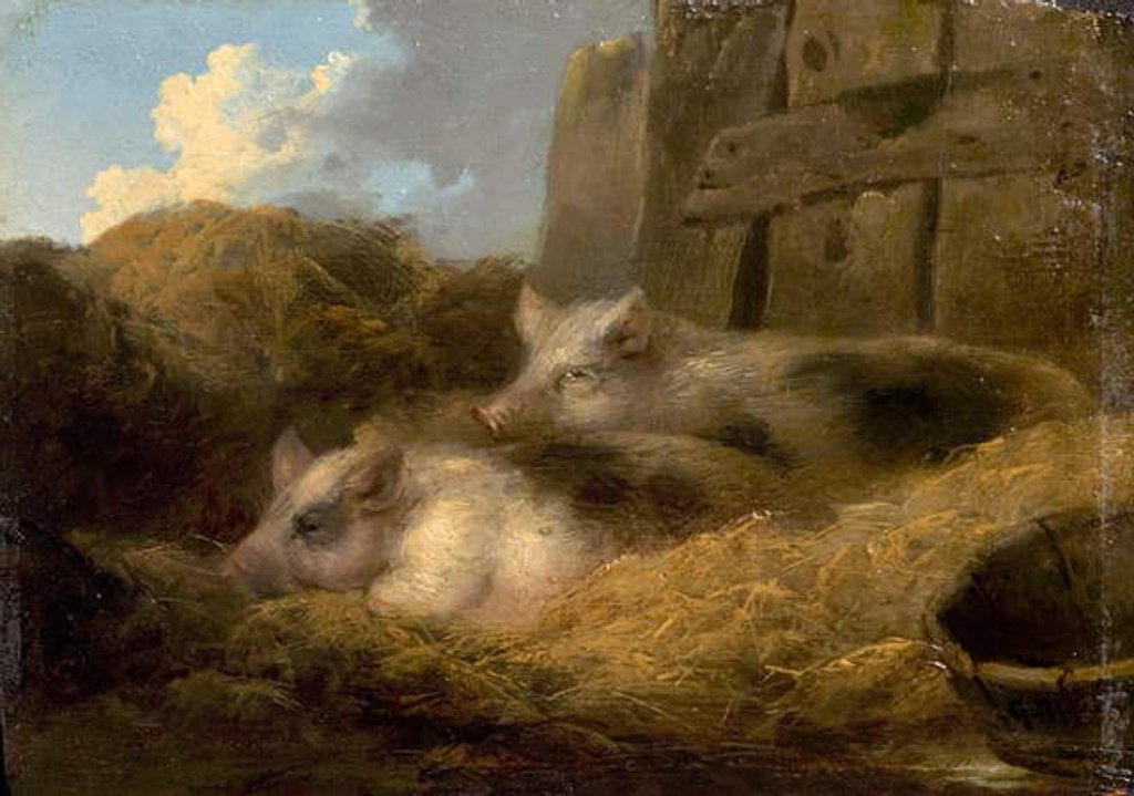 Detail of Two Pigs in Straw by George Morland