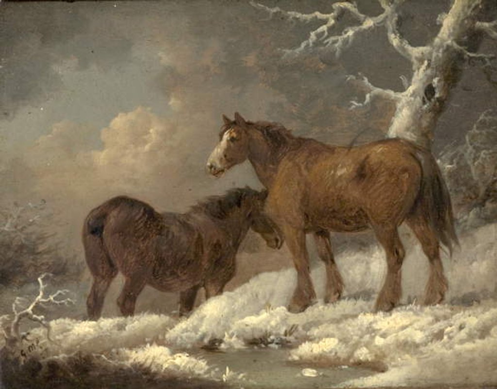 Detail of Two Horses in the Snow by George Morland