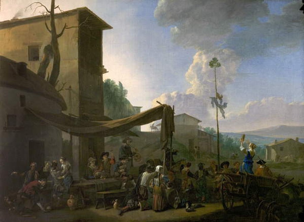 Detail of A Village Festival, Peasants Merrymaking Outside an Inn, early 1650s by Johannes Lingelbach
