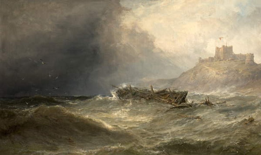 Detail of Brig Drifting Ashore off Bamborough, Northumberland, 1875 by Edwin Hayes