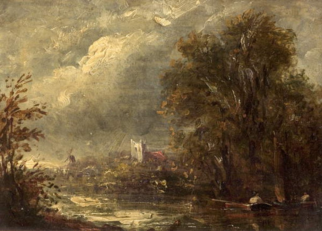Detail of On the Stour, 19th century by John (manner of) Constable