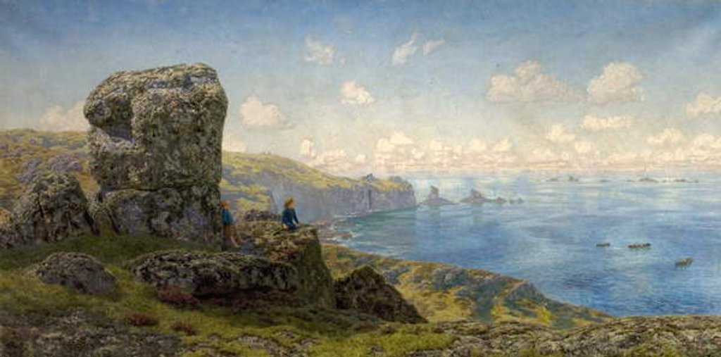 Detail of Golden Prospects, St Catherine's Well, Land's End, Cornwall, 1881 by John Brett