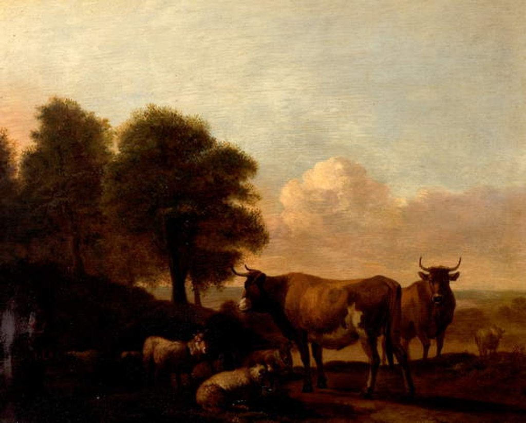 Detail of Landscape with Cattle by Adriaen van de Velde