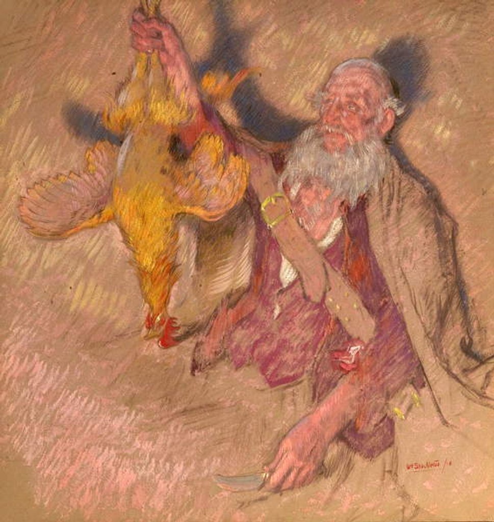 Detail of Study of a Man Holding a Cock for 'Highland Raiders', 1918 by William Shackleton