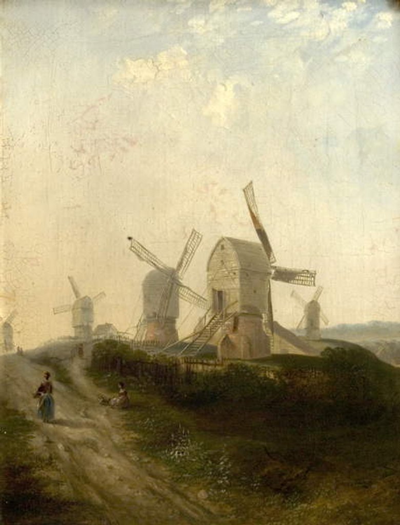 Detail of Windmills on Nottingham Forest, 1847 by Henry Smyth