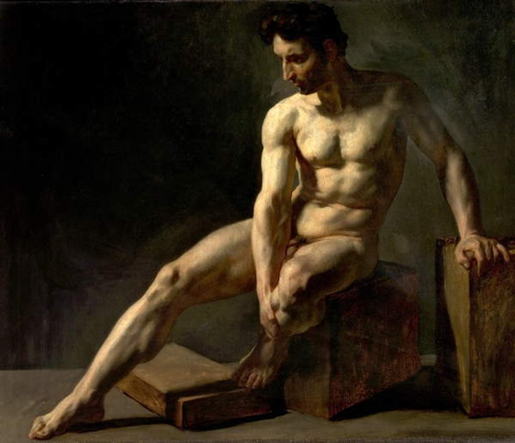 Detail of Seated Male Nude by Jean-Baptiste Edouard Detaille