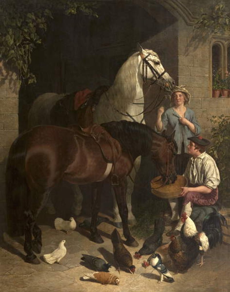 Detail of Feeding the Horses, 1858 by John Frederick Herring Snr