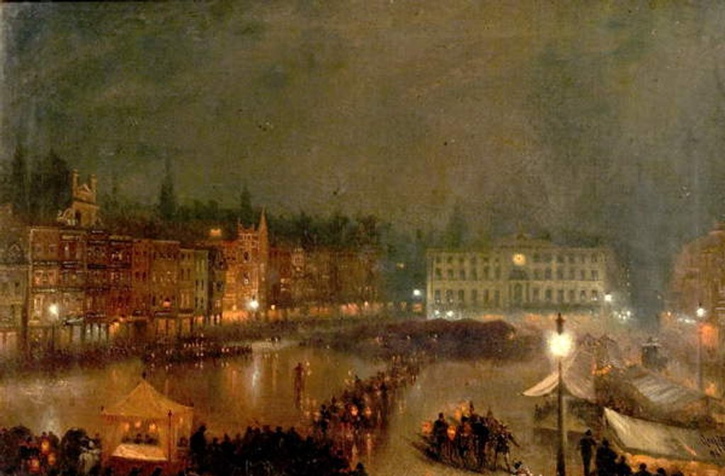 Detail of Torchlight Tattoo of Robin Hood Rifles, Nottingham Market Place, 1896 by Claude T. Stanfield Moore