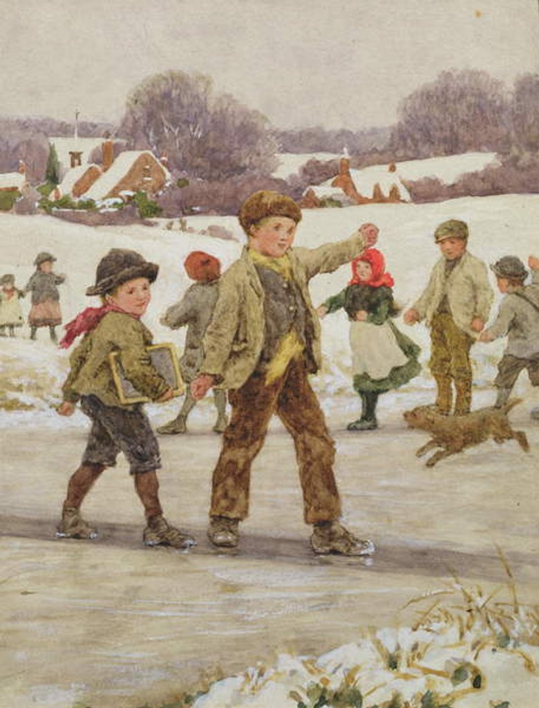 Detail of Children Sliding on a Pond by Alice Clausen