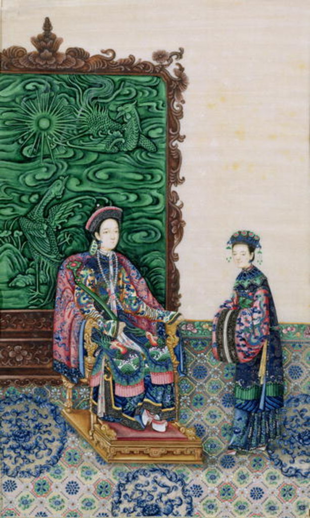Detail of Empress Seated with a Lady by School Chinese