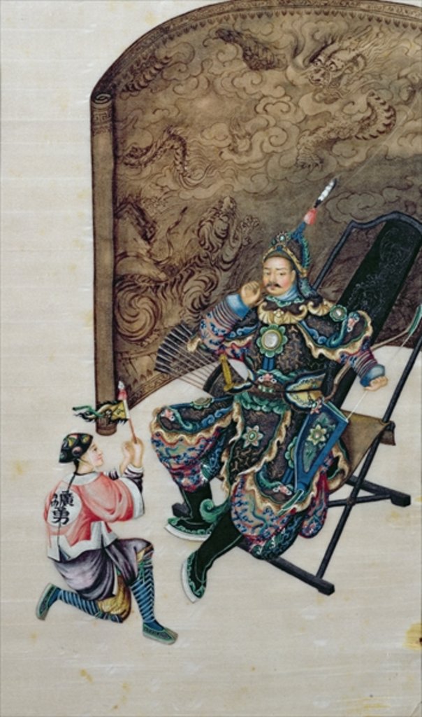 Detail of Seated Warrior with a Soldier by School Chinese