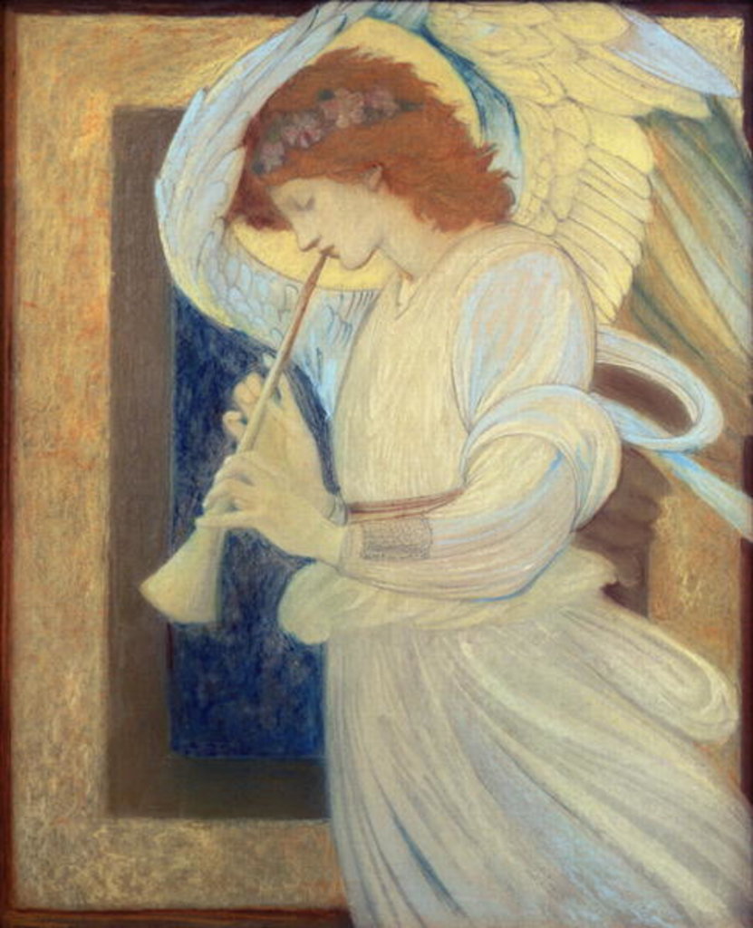 Detail of An Angel Playing a Flageolet by Edward Coley Burne-Jones