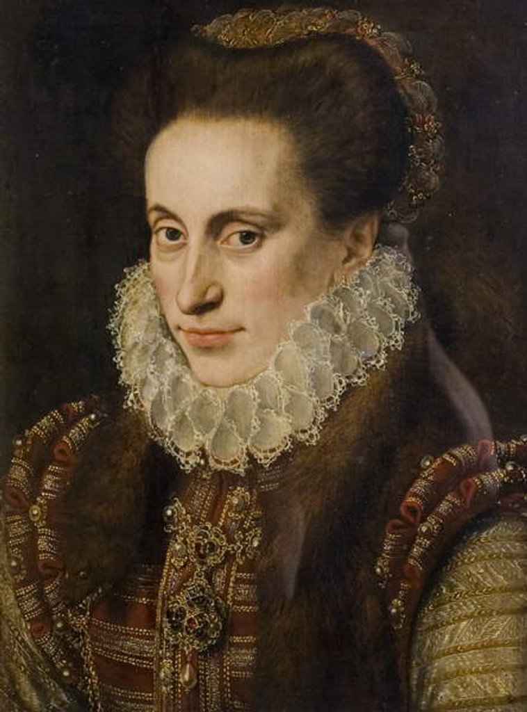 Detail of Portrait of a Woman, 'Fair Geraldine', wife of Edward Clinton), 1573 by Lucas de Heere