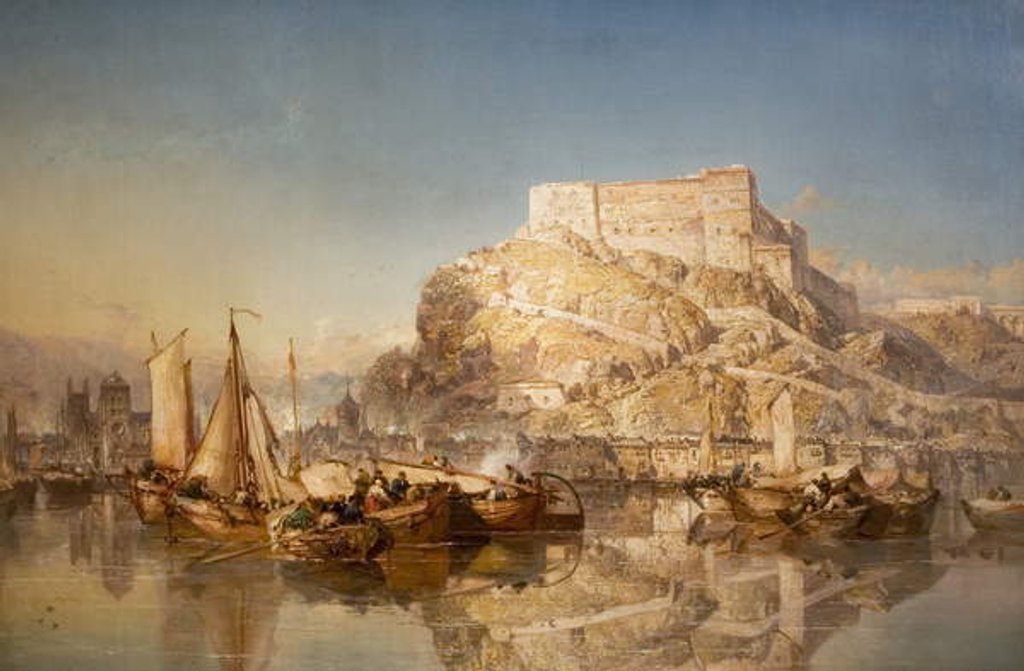 Detail of The Town and Fortress of Huy on the River Meuse, 1880 by James Webb