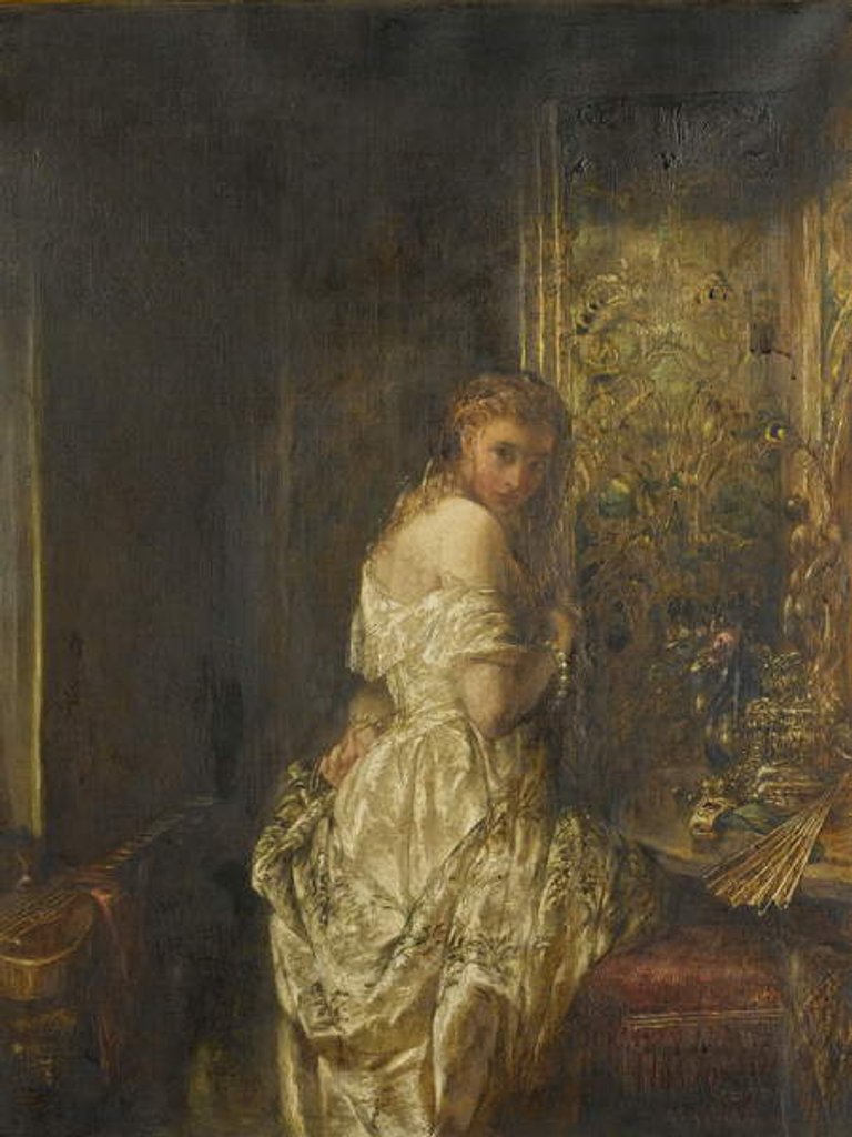 Detail of Woman in White, 1872 by Alfred Woolmer