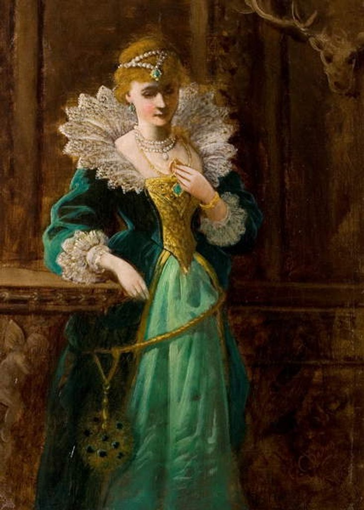 Detail of Amy Robsart Looking at the Portrait of Leicester, late 19th century by Edward Charles Barnes