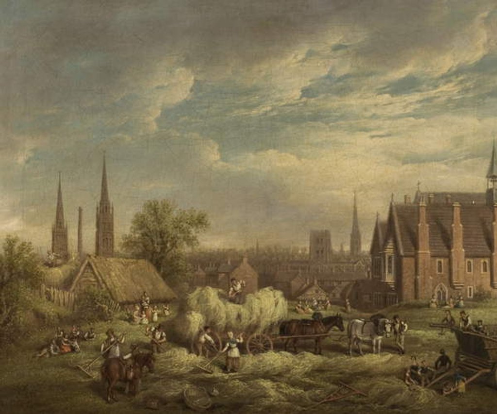Detail of Haymaking at Coventry, mid-19th century by David Gee