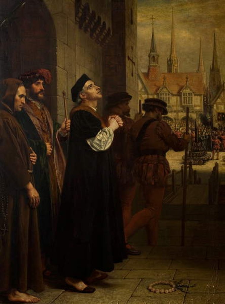 Detail of The Martyrdom of Laurence Saunders at Coventry, right hand panel of triptych, 1851 by Charles West Cope