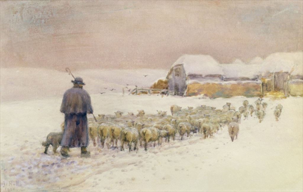 Detail of Bringing in the Flock, 1901 by Jessie Hall