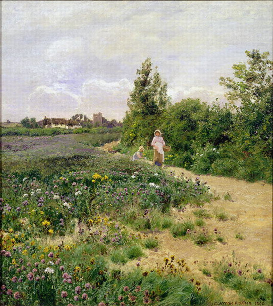 Detail of A Surrey Lane, 1890 by John Clayton Adams