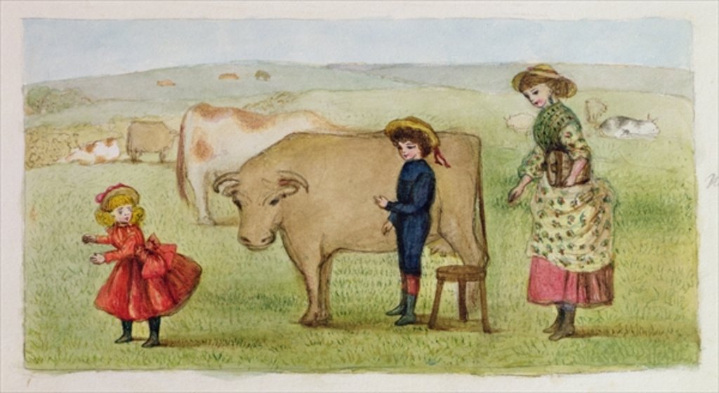 Detail of Milking Time, Addiscombe, 1883 by Rosa Petherick