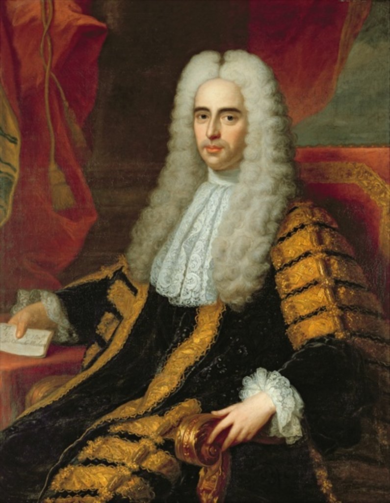 Detail of Portrait of Rt Hon John Methuen as Lord Chancellor of Ireland by Adrien Carpentiers