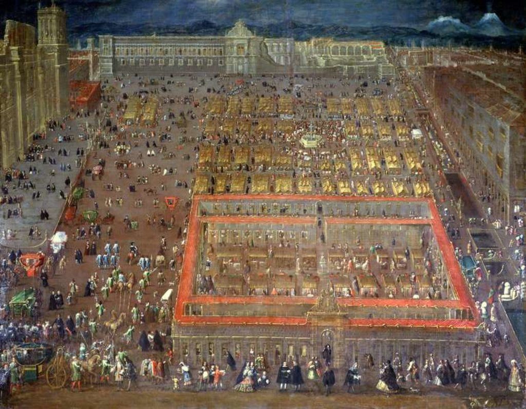 Detail of View of the Plaza Mayor, Mexico City, c.1695 by Cristobal de Villalpando